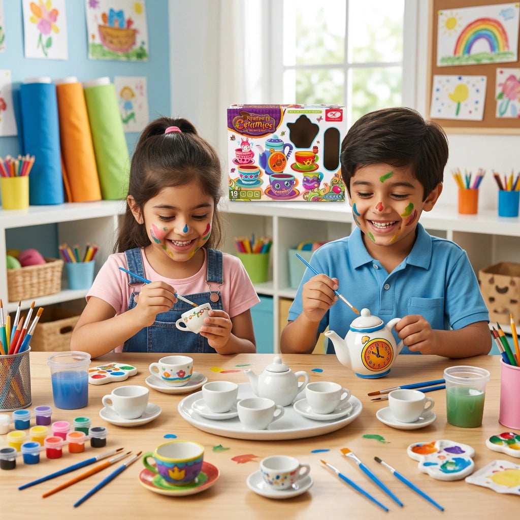 DIY Painted Ceramics Tea Set (15Pcs)