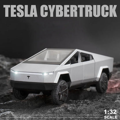 Diecast 1:32 Tesla Cybertruck Model – Futuristic Alloy Pickup Toy with Light & Sound