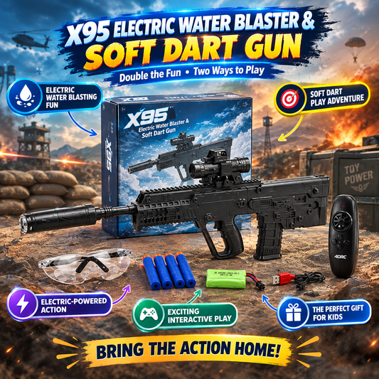 X95 Electric Dual Functional Water Blaster and Soft Dart Blaster Gun for Kids