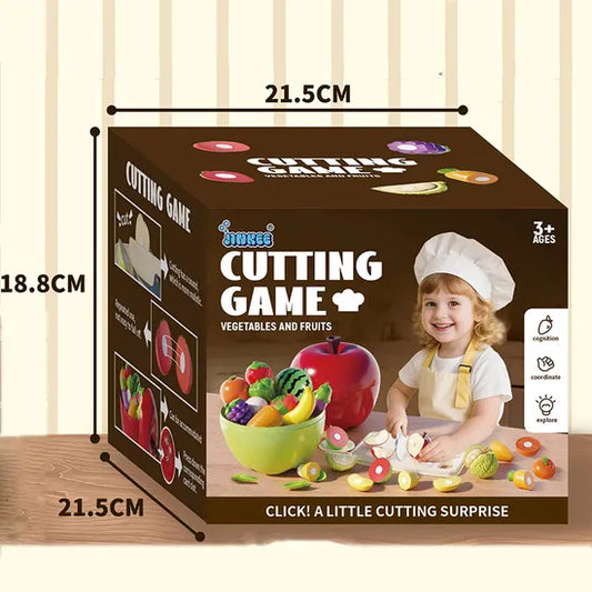25 PCS Montessori Fruit & Vegetable Cutting Toy Set – Preschool Kitchen Food Play Set for Kids