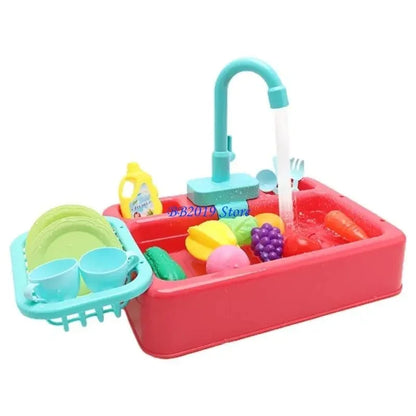 Kids Electric Sink Toys Fun Kitchen Play Water Spray Dishwashing Table Simulation Cycle Out Of Water Play House Toy Gift