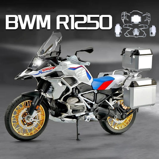 1:9 BMW R1250 GS Water Bird Motorcycle Simulation Alloy Model with Light Collection Model Toy Car