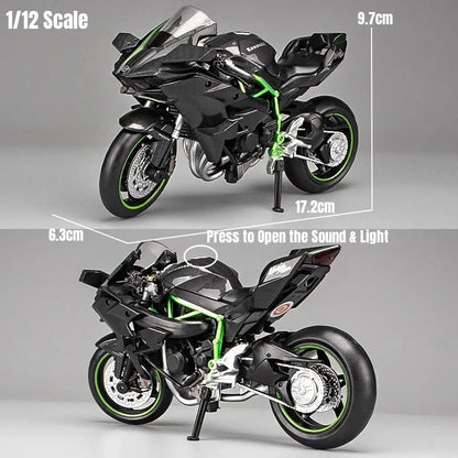 1/9 KAWASAKI H2R Ninja Motorcycle - Diecast Metal Large Size Model Racing Sound & Light Collection Gift Boy Children