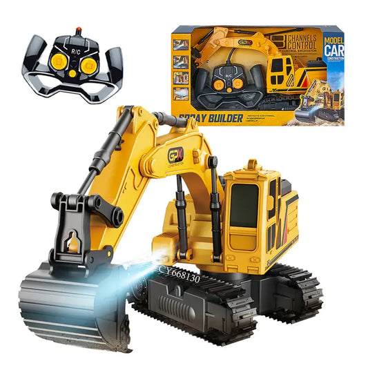 1:18 Remote Control Excavator RC Construction Vehicles Toys Sandbox Digger Toys With Light And Spray For Kids