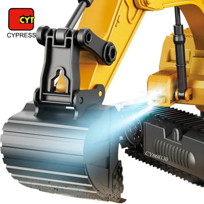 1:18 Remote Control Excavator RC Construction Vehicles Toys Sandbox Digger Toys With Light And Spray For Kids