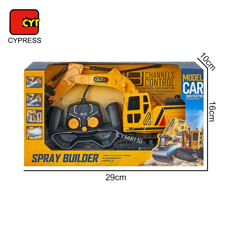 1:18 Remote Control Excavator RC Construction Vehicles Toys Sandbox Digger Toys With Light And Spray For Kids