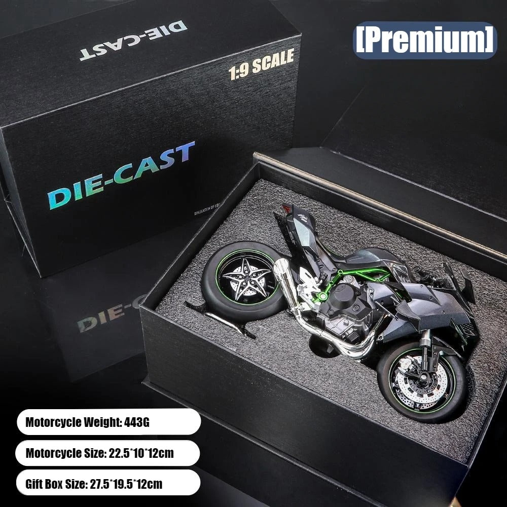1/9 KAWASAKI H2R Ninja Motorcycle - Diecast Metal Large Size Model Racing Sound & Light Collection Gift Boy Children