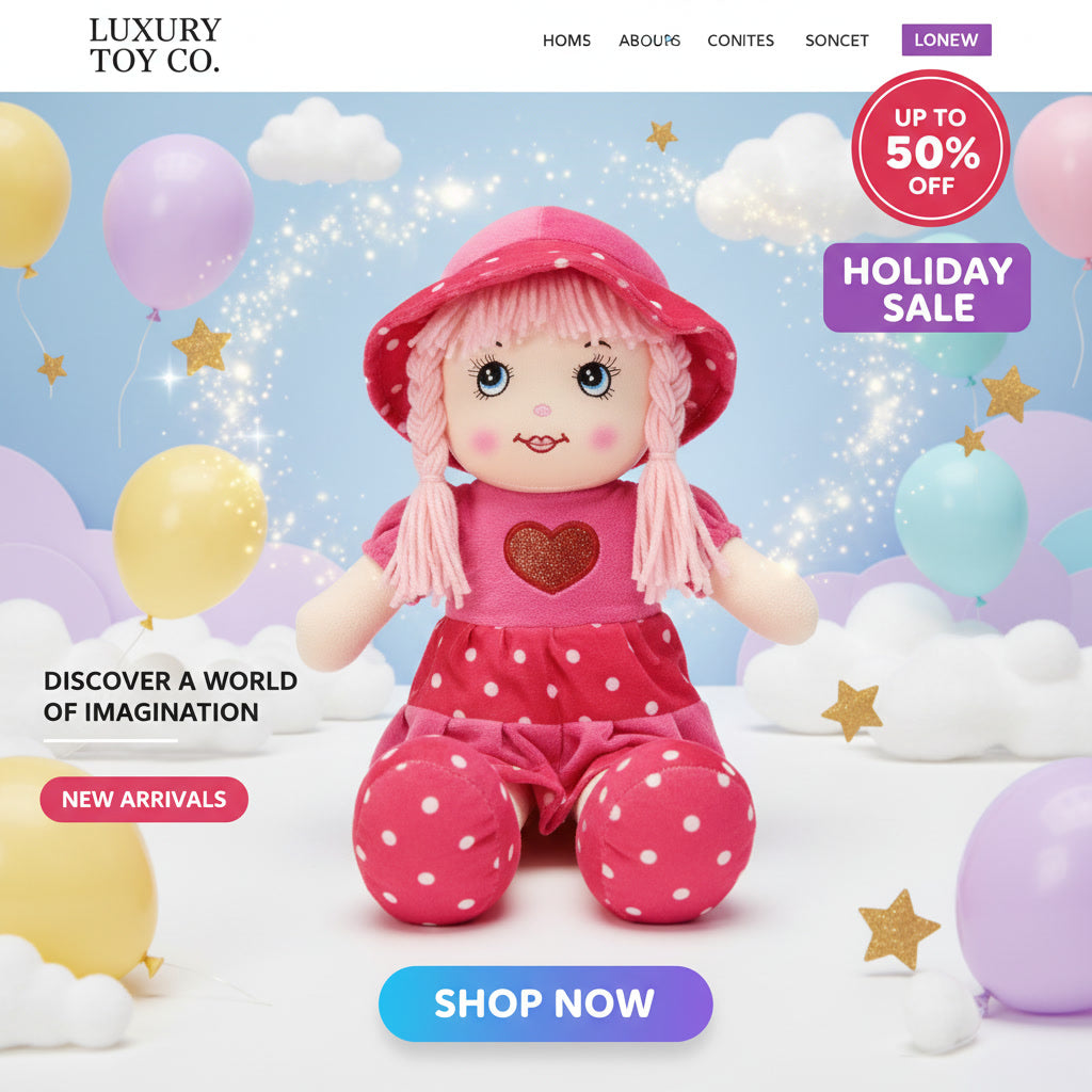 Cute Heart Dress Rag Doll – Soft Plush Girl Doll
