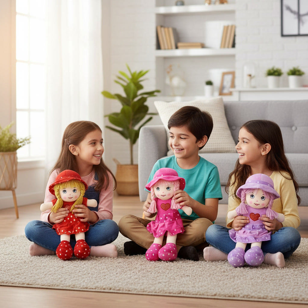 Cute Heart Dress Rag Doll – Soft Plush Girl Doll