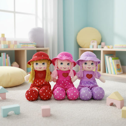 Cute Heart Dress Rag Doll – Soft Plush Girl Doll