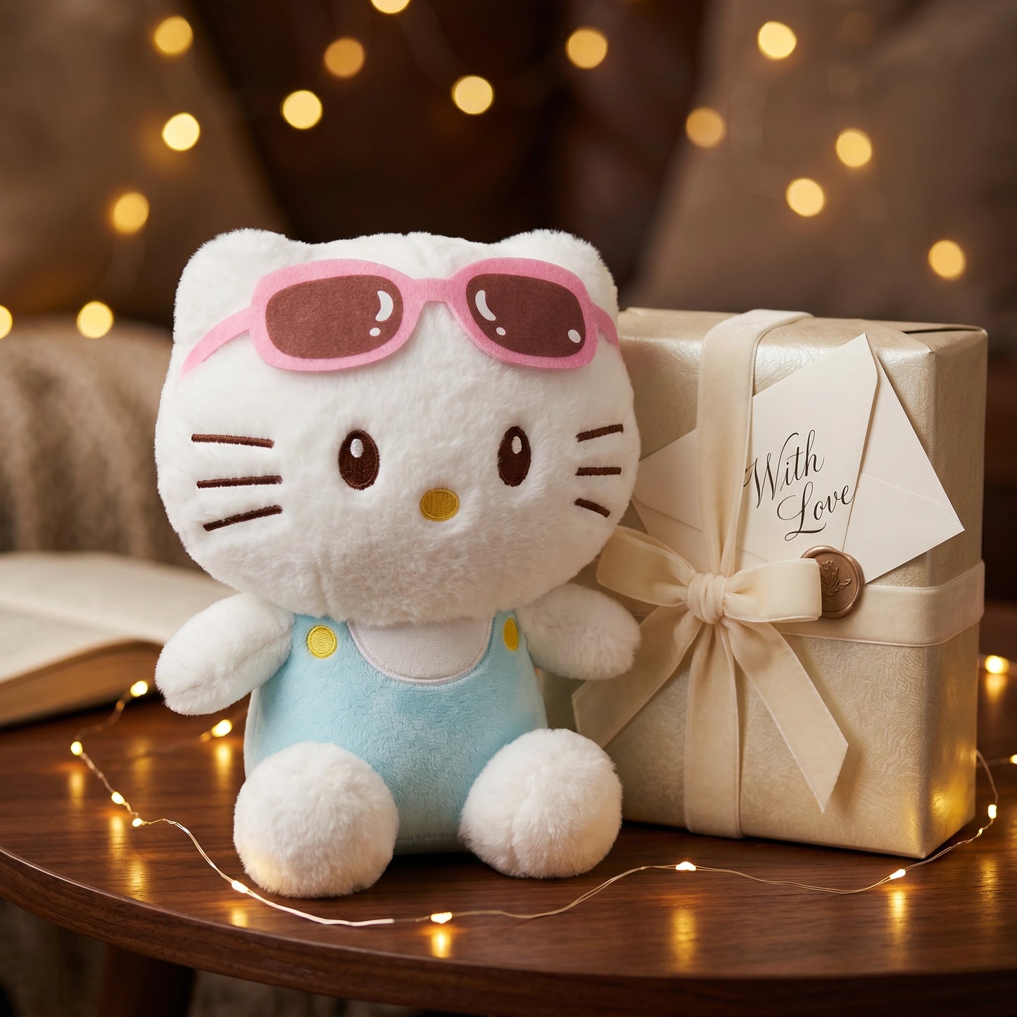 Cute Kitty Plush Toy with Sunglasses – Soft Stuffed Cat Doll