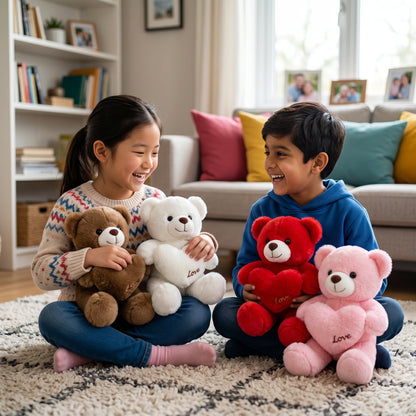 Love Heart White Teddy Bear Plush – Soft Stuffed Gift Toy