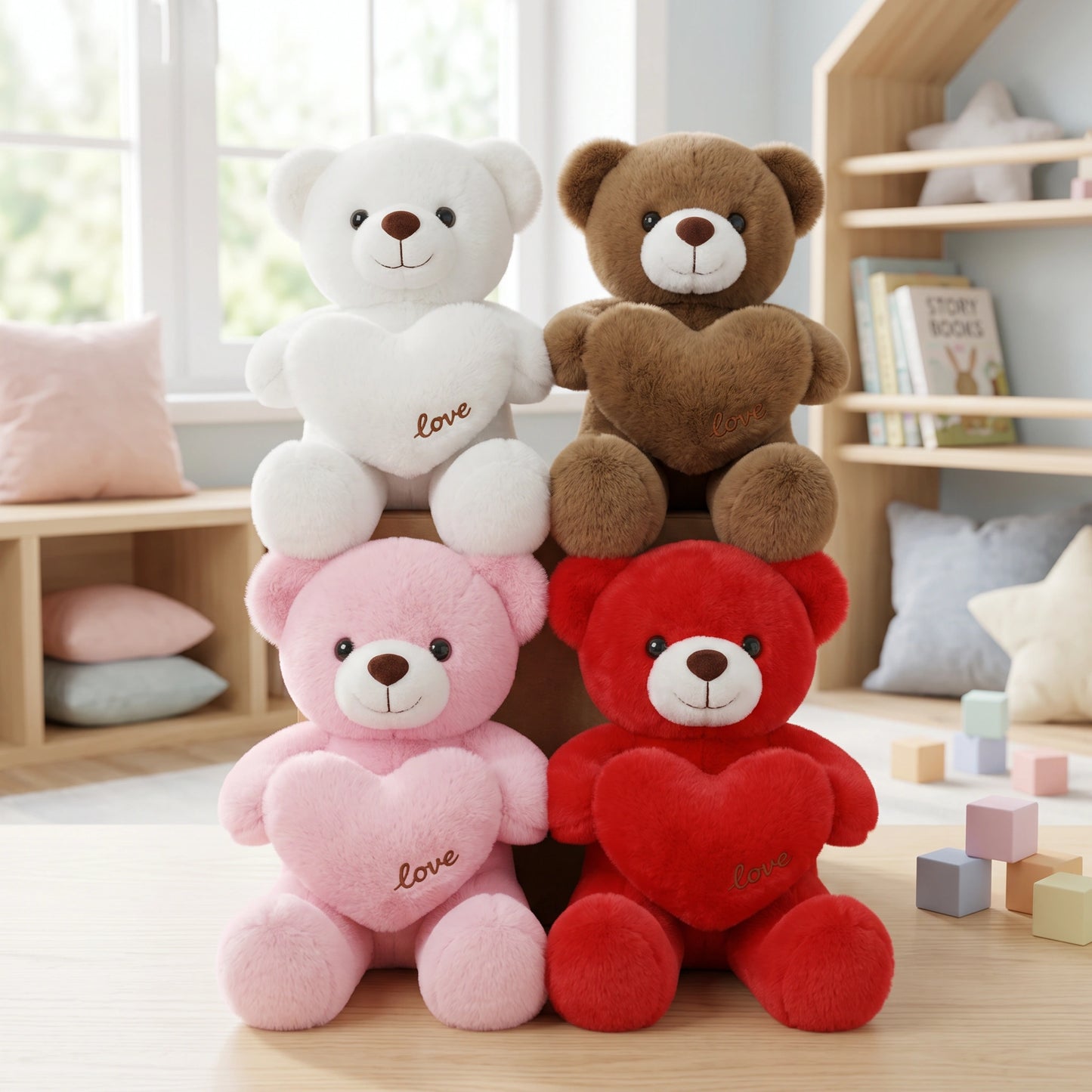 Love Heart White Teddy Bear Plush – Soft Stuffed Gift Toy