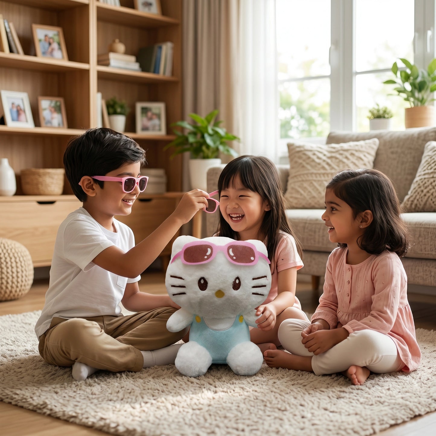 Cute Kitty Plush Toy with Sunglasses – Soft Stuffed Cat Doll