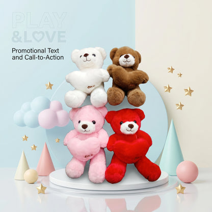 Love Heart White Teddy Bear Plush – Soft Stuffed Gift Toy