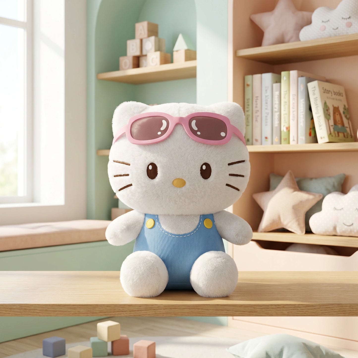 Cute Kitty Plush Toy with Sunglasses – Soft Stuffed Cat Doll