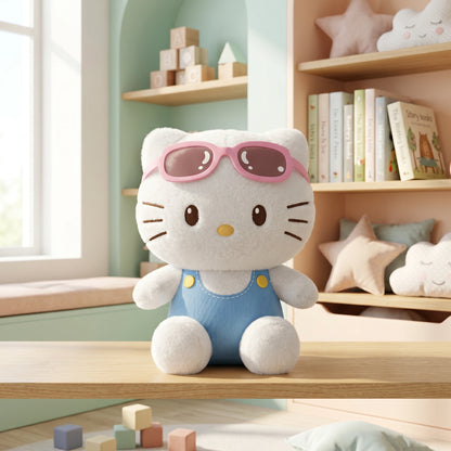 Cute Kitty Plush Toy with Sunglasses – Soft Stuffed Cat Doll
