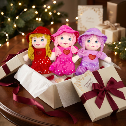Cute Heart Dress Rag Doll – Soft Plush Girl Doll
