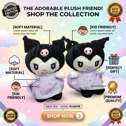 Cute Gothic Princess Plush Doll – Soft Stuffed Character Toy