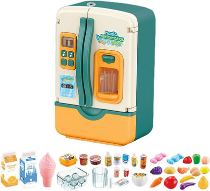 39PCS Multi-Functional Pretend Fridge with Spray – Kids Kitchen Role-Play Refrigerator Toy Set