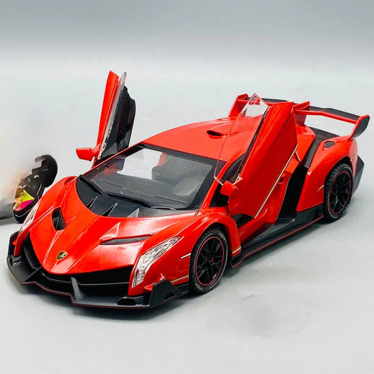 1:24 RC Diecast Lamborghini Veneno Model – Remote Control Supercar Toy with Lights