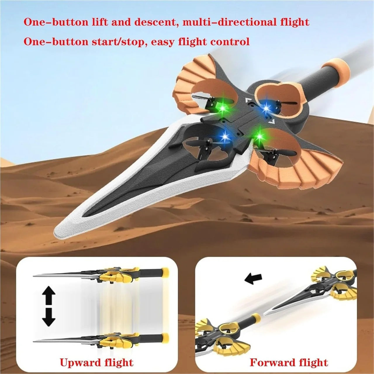 2.4G RC Sword Flying Aircraft Model – Remote Control Stunt Flying Drone with LED Lights