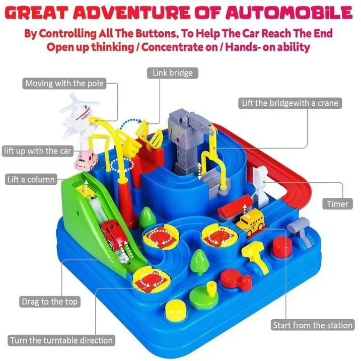 Car Adventure Track Steering Toy – Interactive Obstacle Race Track with Cars for Kids