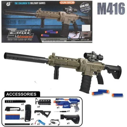 M416 Rechargeable Electric Toy Gun – 103 cm RC Blaster with Soft Nerf‑Style Darts for Kids