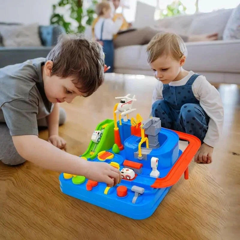 Car Adventure Track Steering Toy – Interactive Obstacle Race Track with Cars for Kids