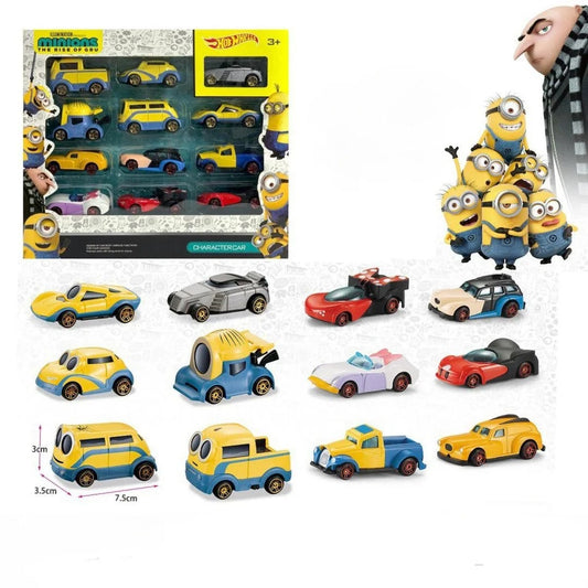 12-Piece Minions Hot Wheels Car Set – Mini Die-Cast Racing Cars for Kids
