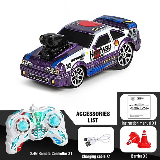 1:64 4WD Alloy Mini RC Racing Car – 2.4GHz Remote Control High Speed Simulation Car Toy for Kids