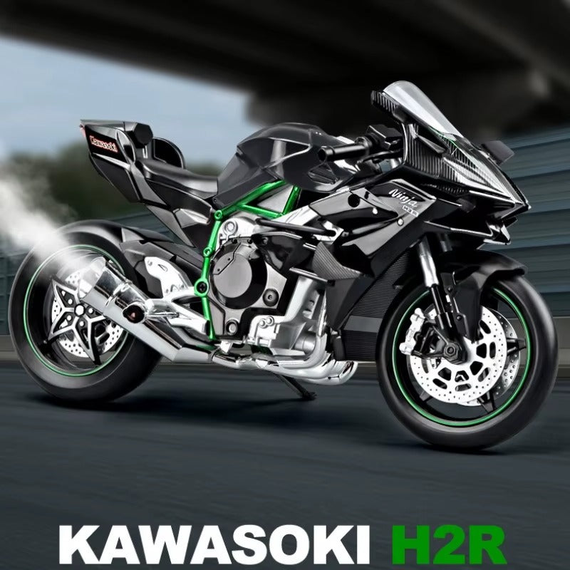 1/9 KAWASAKI H2R Ninja Motorcycle - Diecast Metal Large Size Model Racing Sound & Light Collection Gift Boy Children