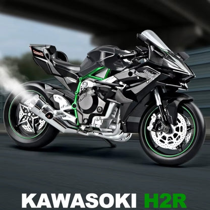 1/9 KAWASAKI H2R Ninja Motorcycle - Diecast Metal Large Size Model Racing Sound & Light Collection Gift Boy Children
