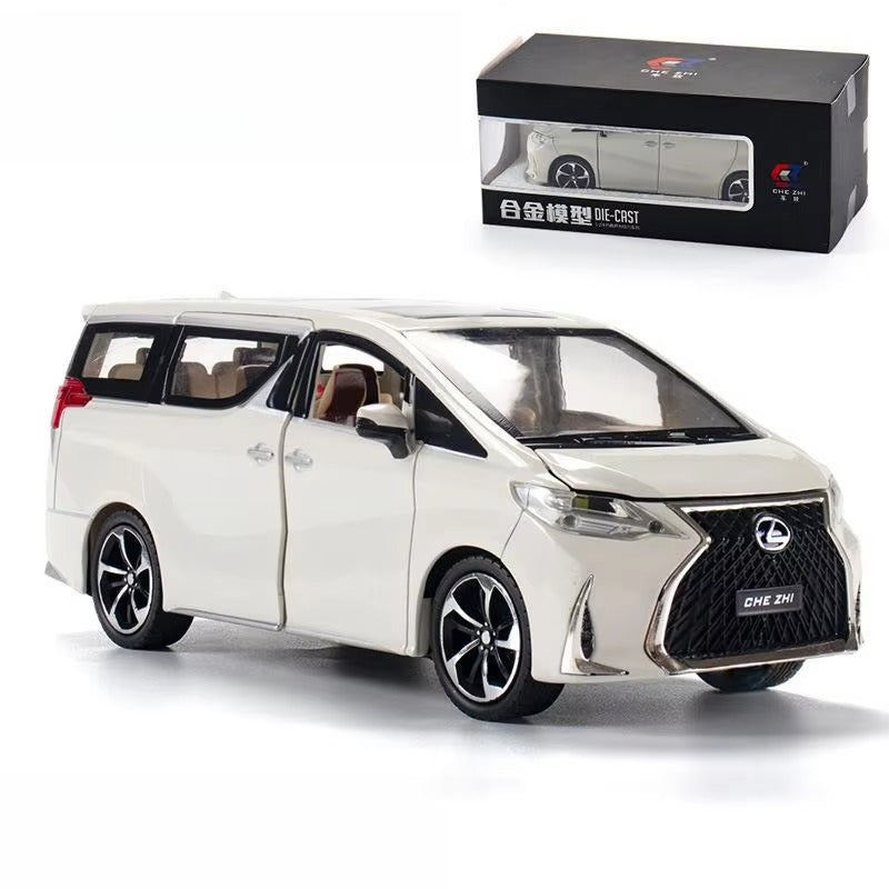 1/24 Lexus LM300H MPV Van Diecast Car Model Miniature Pull Back Sound & Light Doors Openable Collection Gift