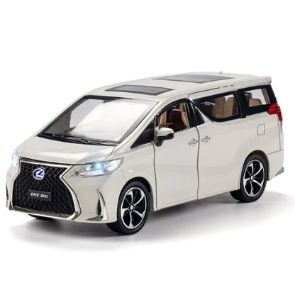 1/24 Lexus LM300H MPV Van Diecast Car Model Miniature Pull Back Sound & Light Doors Openable Collection Gift
