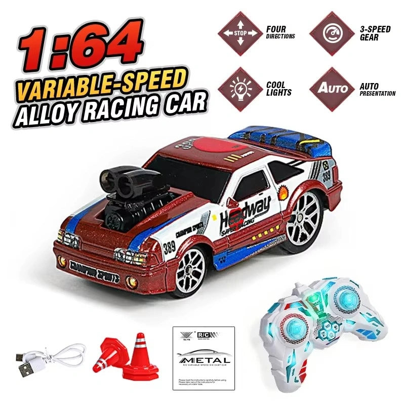 1:64 4WD Alloy Mini RC Racing Car – 2.4GHz Remote Control High Speed Simulation Car Toy for Kids