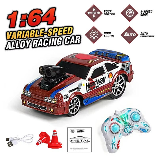 1:64 4WD Alloy Mini RC Racing Car – 2.4GHz Remote Control High Speed Simulation Car Toy for Kids