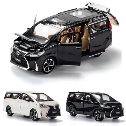 1/24 Lexus LM300H MPV Van Diecast Car Model Miniature Pull Back Sound & Light Doors Openable Collection Gift
