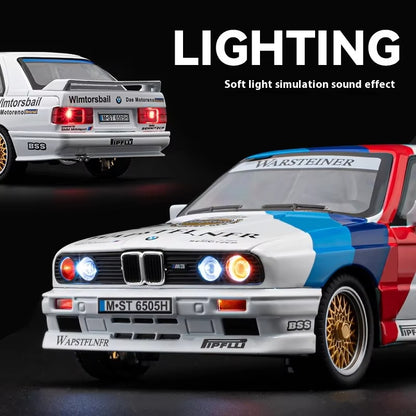 1/24 M3 E30 1988 Mpower Floral Version Alloy Diecast Painting Car Model Sound Light Private Collectibles Decorative Gifts