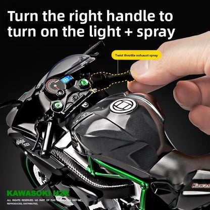 1/9 KAWASAKI H2R Ninja Motorcycle - Diecast Metal Large Size Model Racing Sound & Light Collection Gift Boy Children