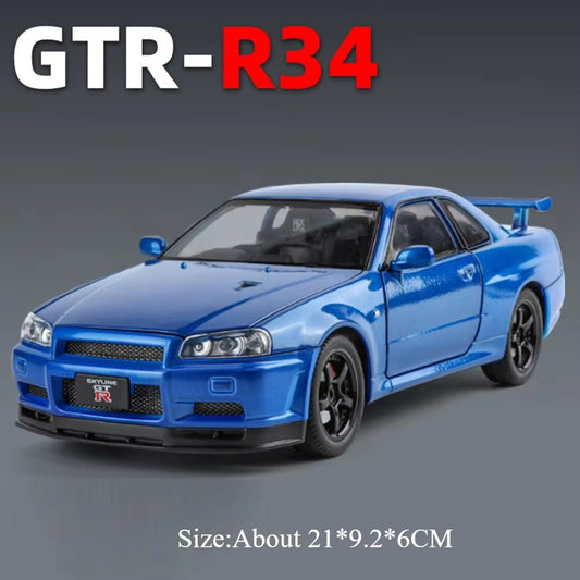1:24 Nissan GTR R34 Skyline S15 Modified Vehicle Alloy Car Model Sound and Light