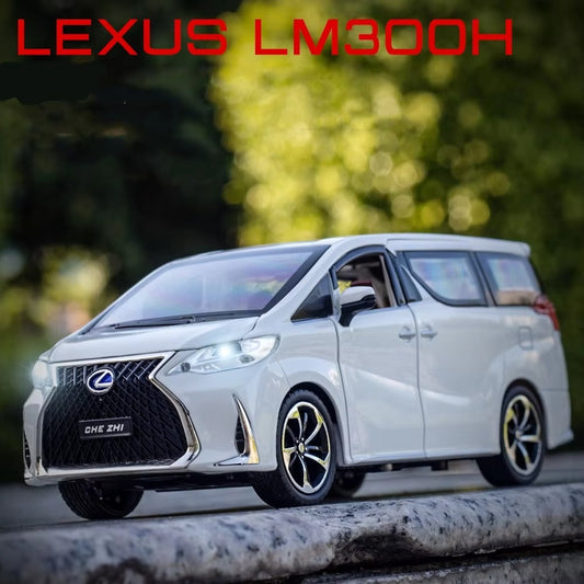 1/24 Lexus LM300H MPV Van Diecast Car Model Miniature Pull Back Sound & Light Doors Openable Collection Gift