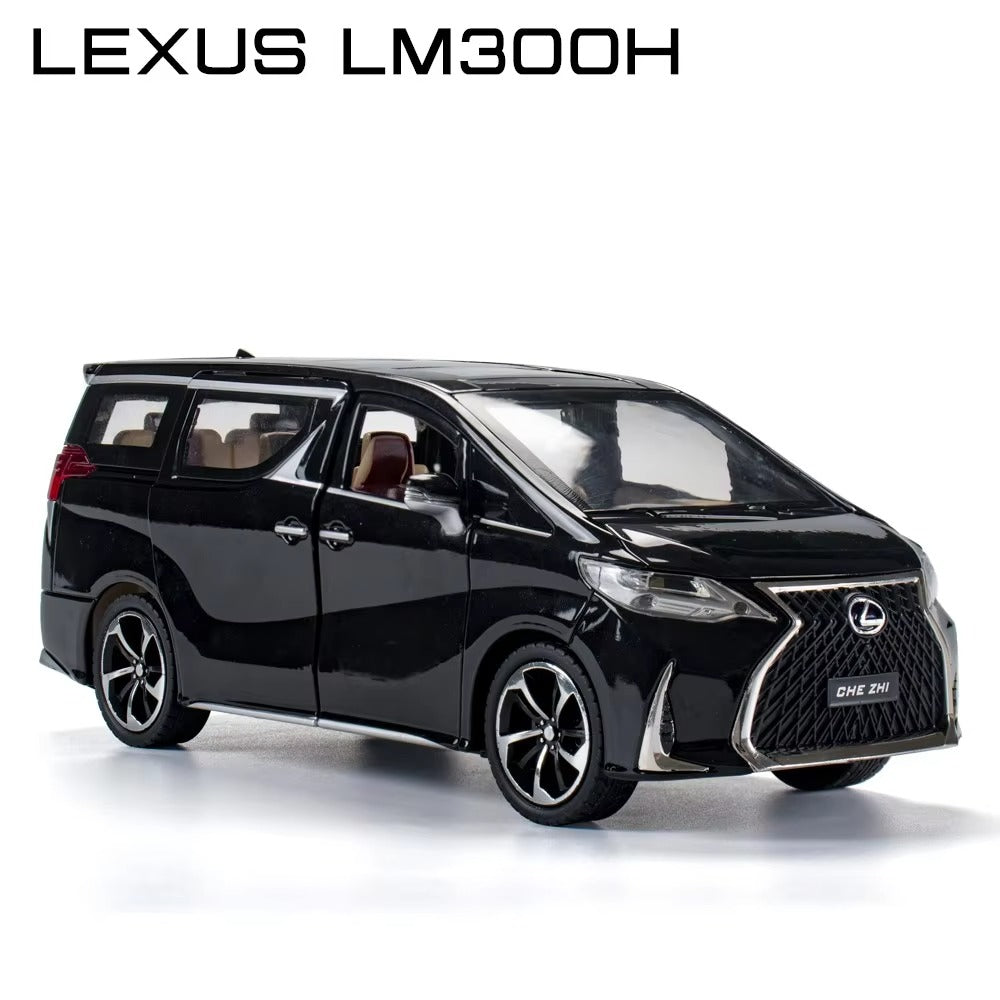 1/24 Lexus LM300H MPV Van Diecast Car Model Miniature Pull Back Sound & Light Doors Openable Collection Gift