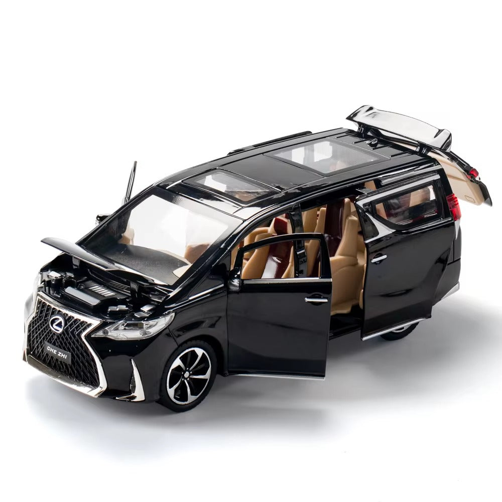1/24 Lexus LM300H MPV Van Diecast Car Model Miniature Pull Back Sound & Light Doors Openable Collection Gift