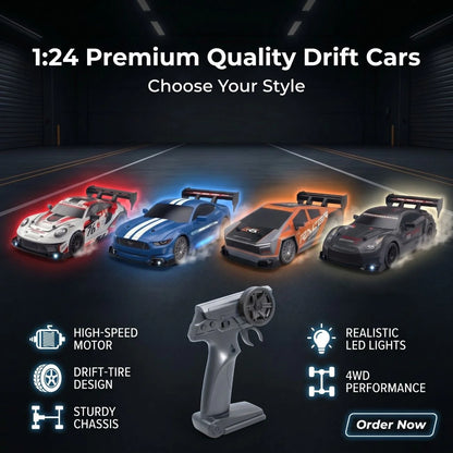 1.24 Scale High-Speed 4WD RC Drift Car 20KMH