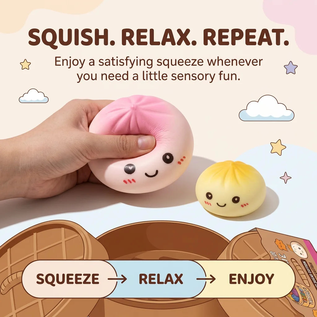 Bun Squishy Fidget Dumpling Toy for Kids