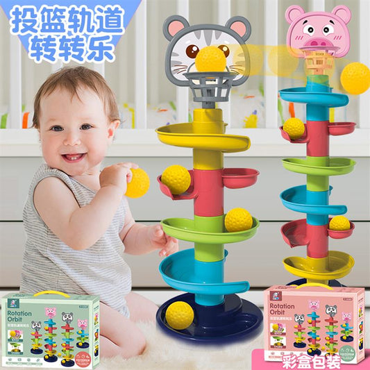 Kids Rotating Orbit Track Toy – Educational Spinning Basket Toy with Lights & Fun Movement